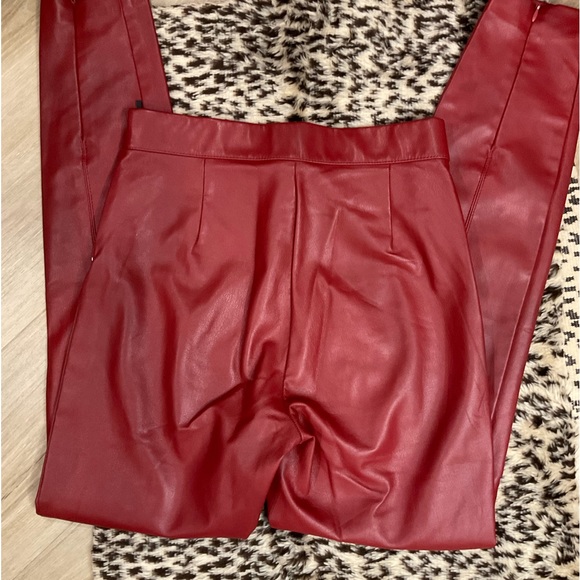 Zara Red faux leather Leggings - Picture 9 of 16